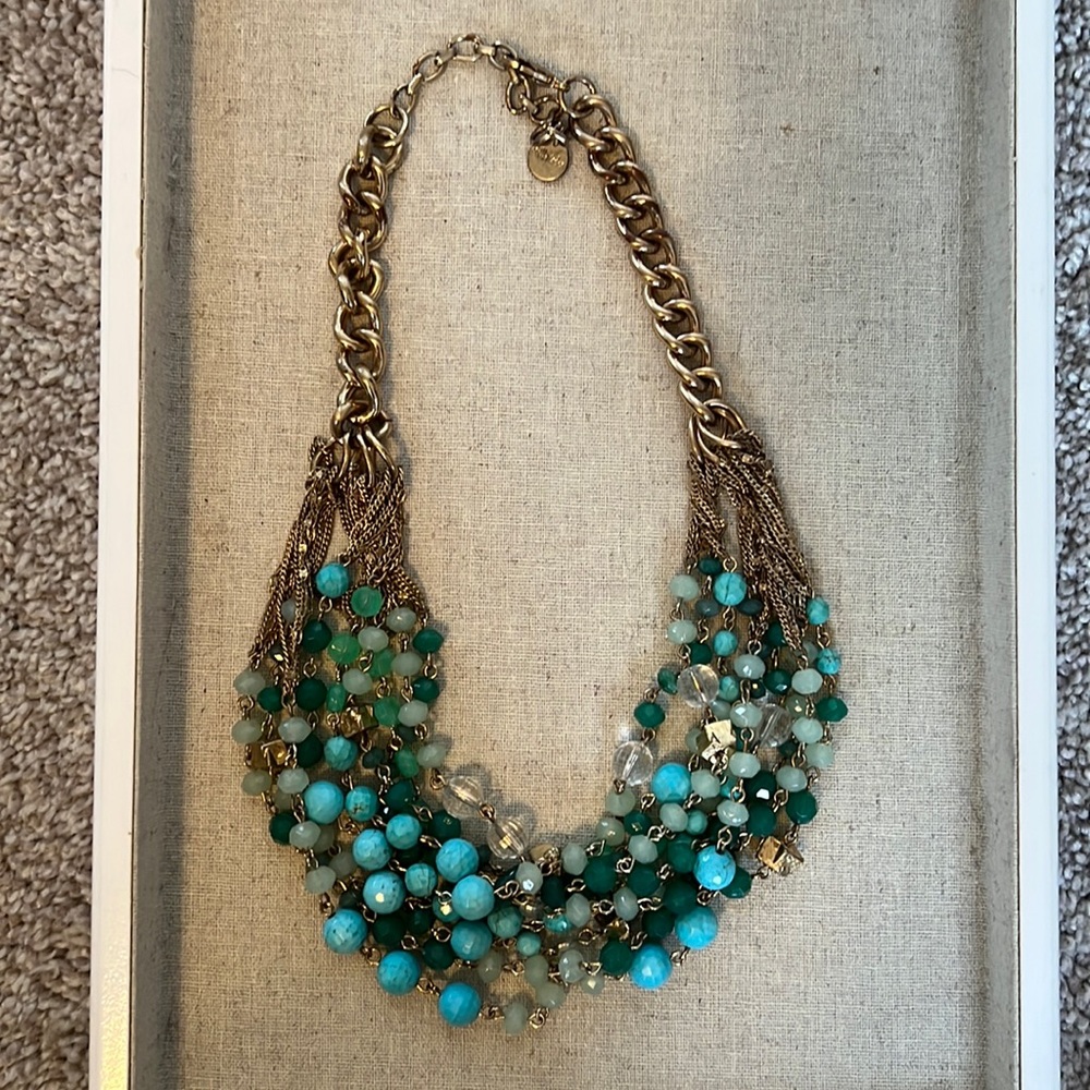 Stella and dot turquoise beaded statement necklace